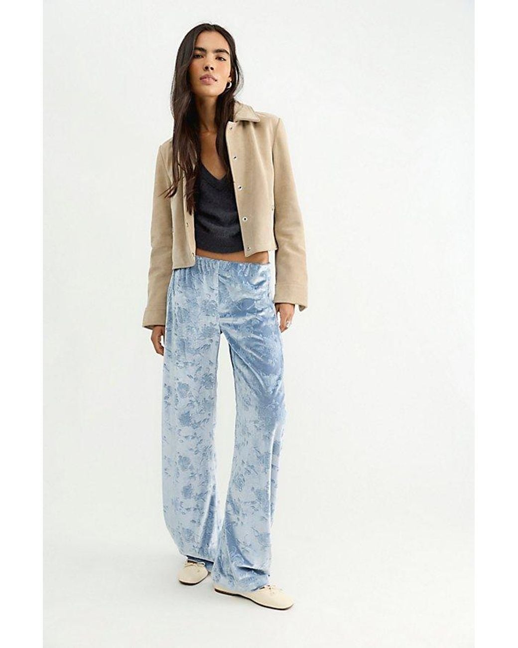 Free People Blue Radiance Low-Rise Velvet Pull-On Pants