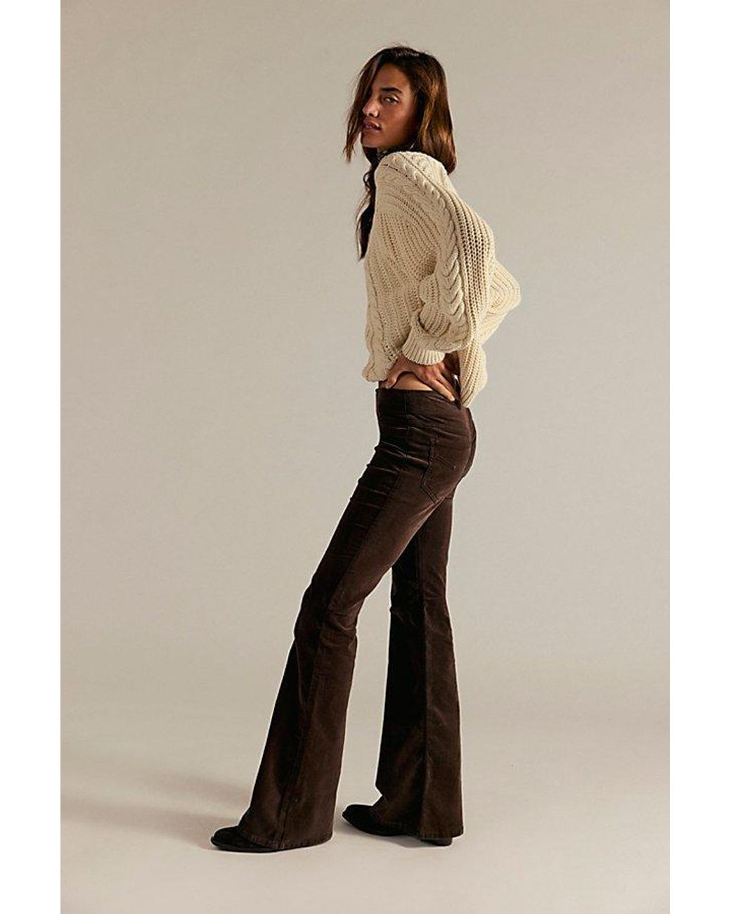 Free People Natural Penny Pull-On Cord Flare Jeans