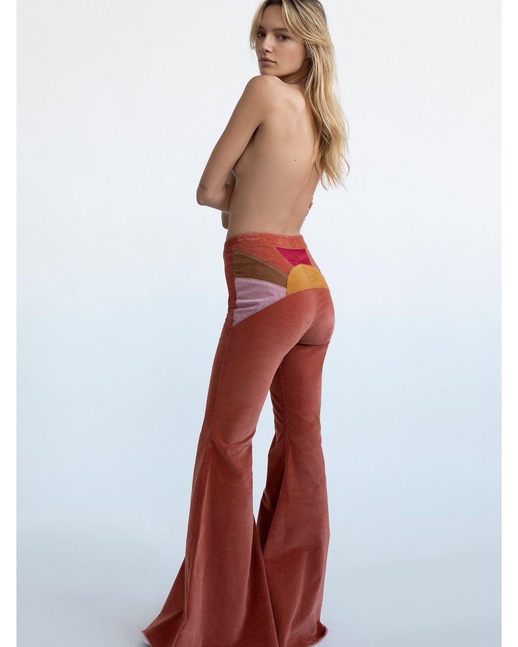 Free People Ray Of Sunshine Cord Flare Jeans in Red