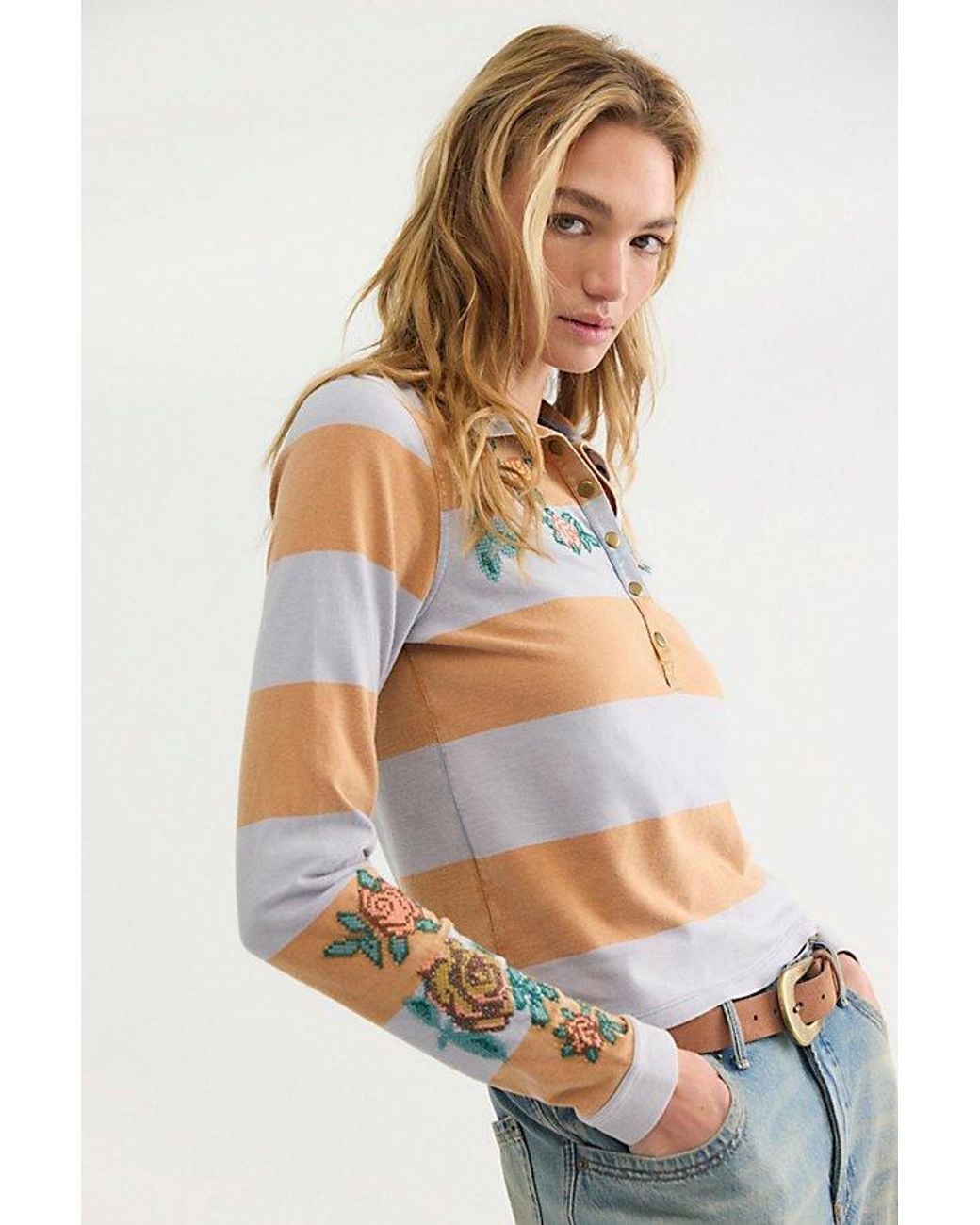 Free People Multicolor Georgie Long Sleeve Tee