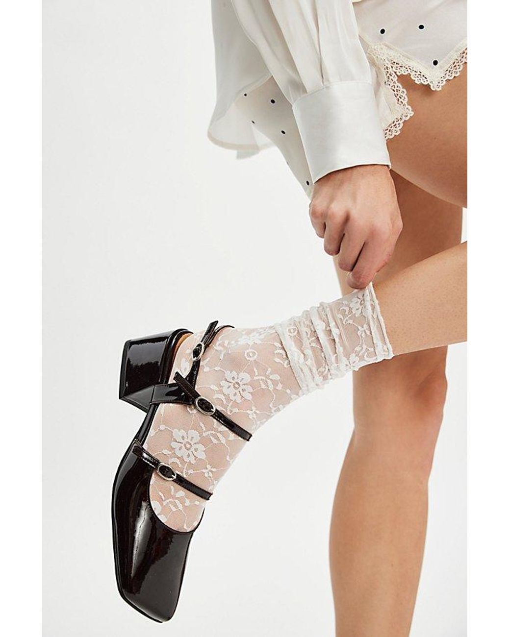 High Heel Jungle White Ava Lace Socks By