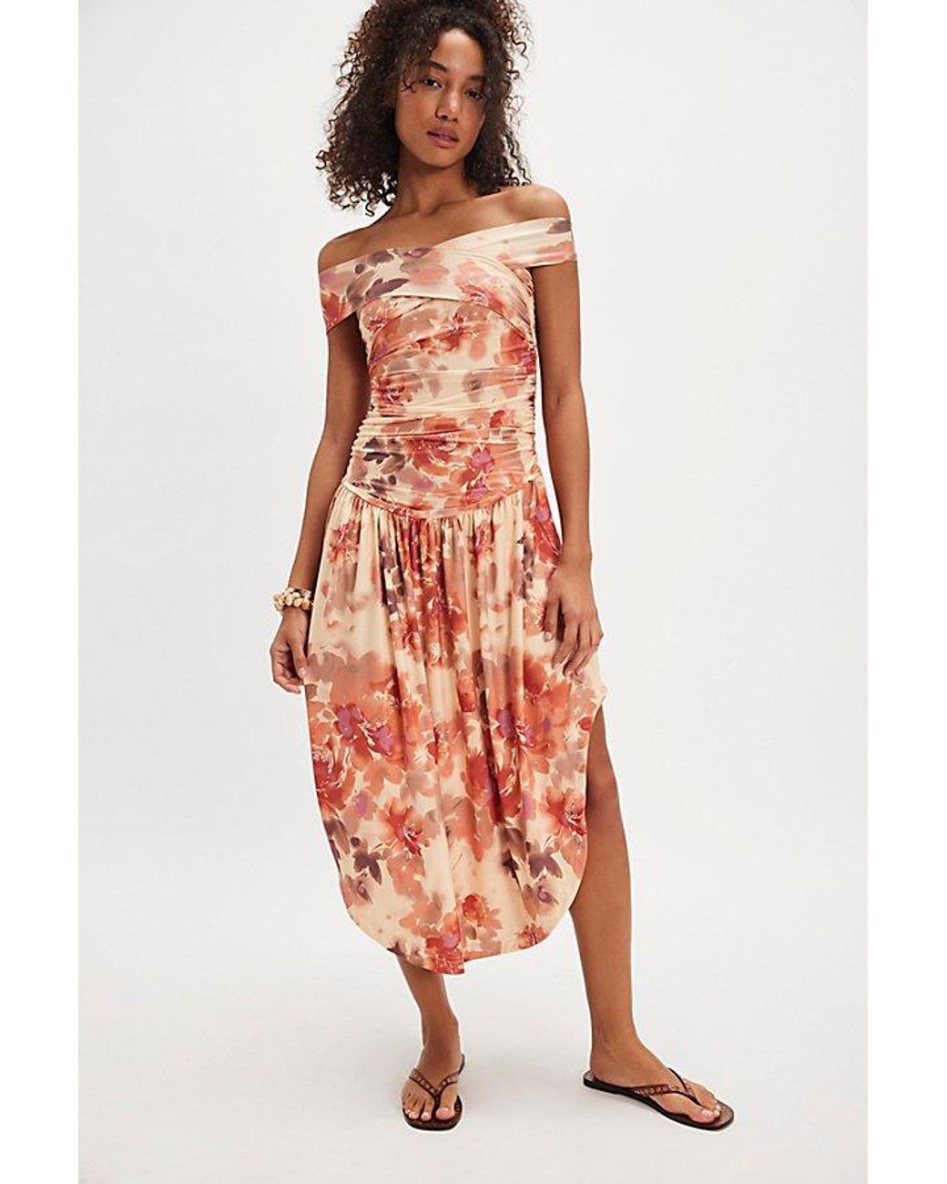 free people rayon midi dress Free People raylon midi dress in brown polka dots