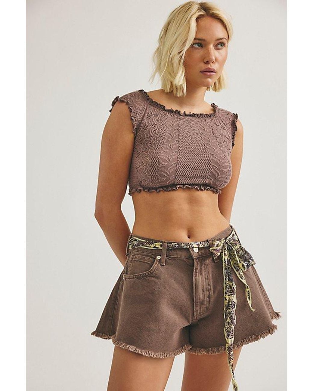 Free People Brown Sparks Fly Shorts