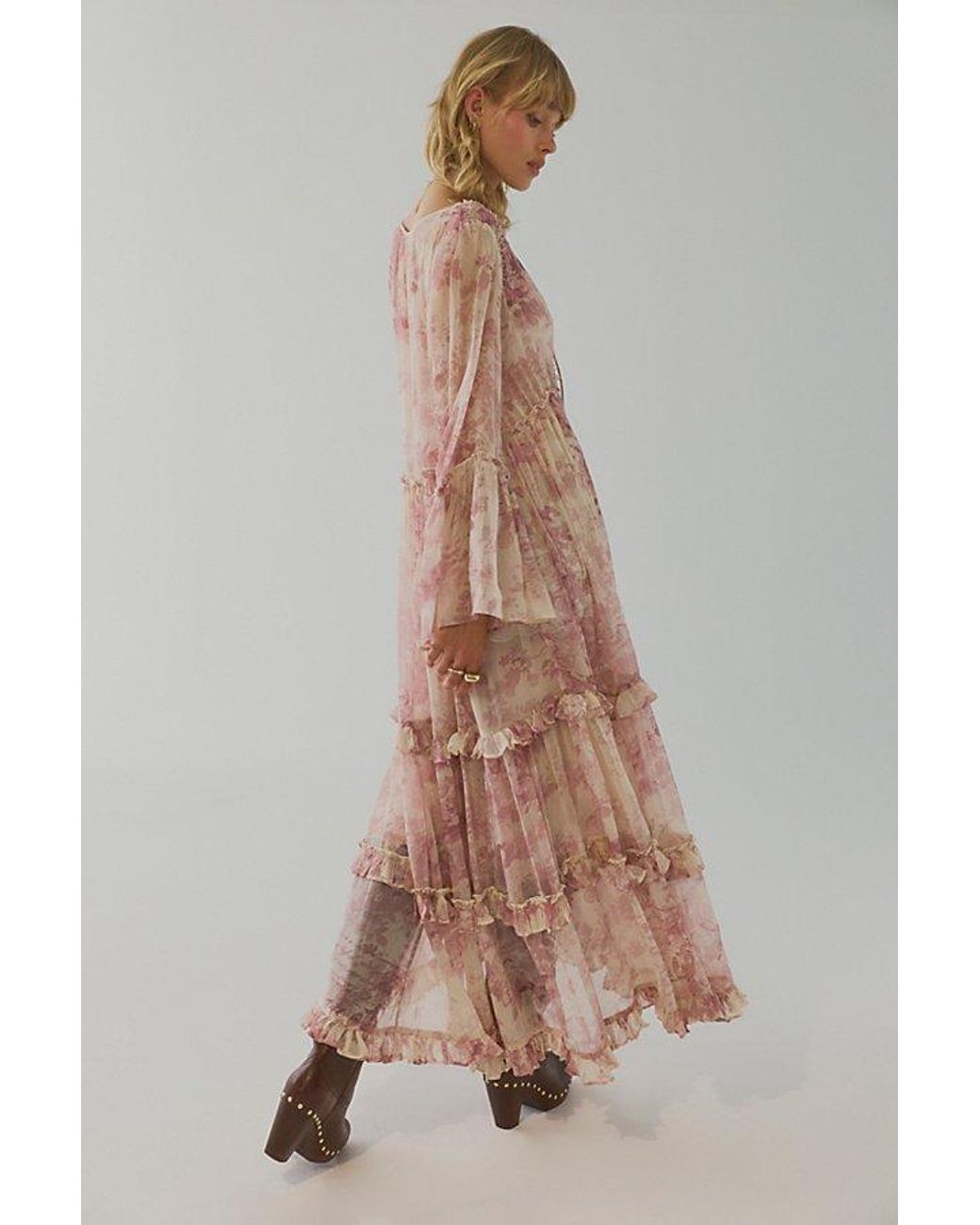 Free People Brown Weeping Willows Maxi Dress