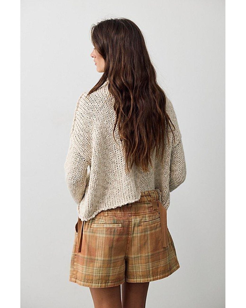Free People Brown We The Free Julien Plaid Chino Shorts