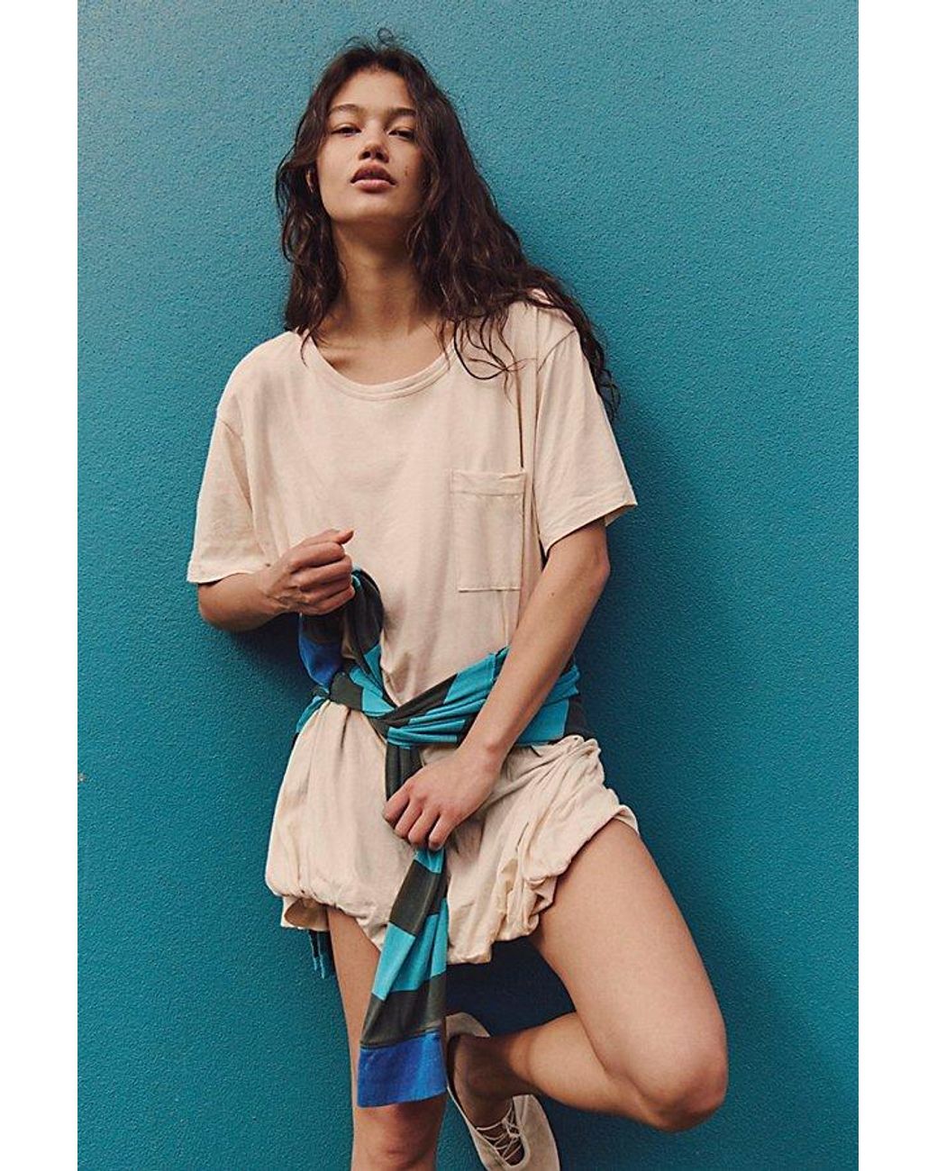 free-est Blue Shorebound Cotton-Jersey Mini Dress By