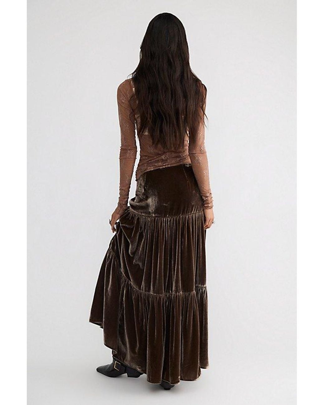 Free People Brown Juliette Velvet Maxi Skirt