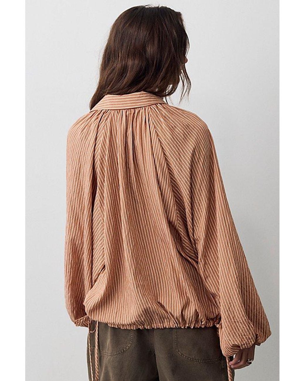 Free People Brown My Bubble Button Down Top