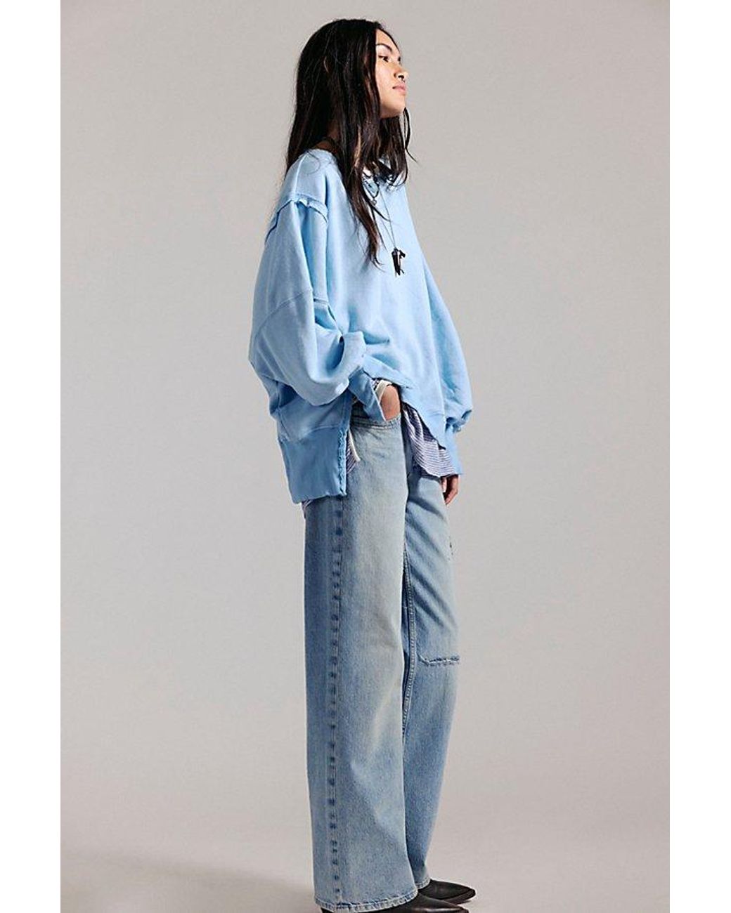 Free People Blue Camden Sweatshirt