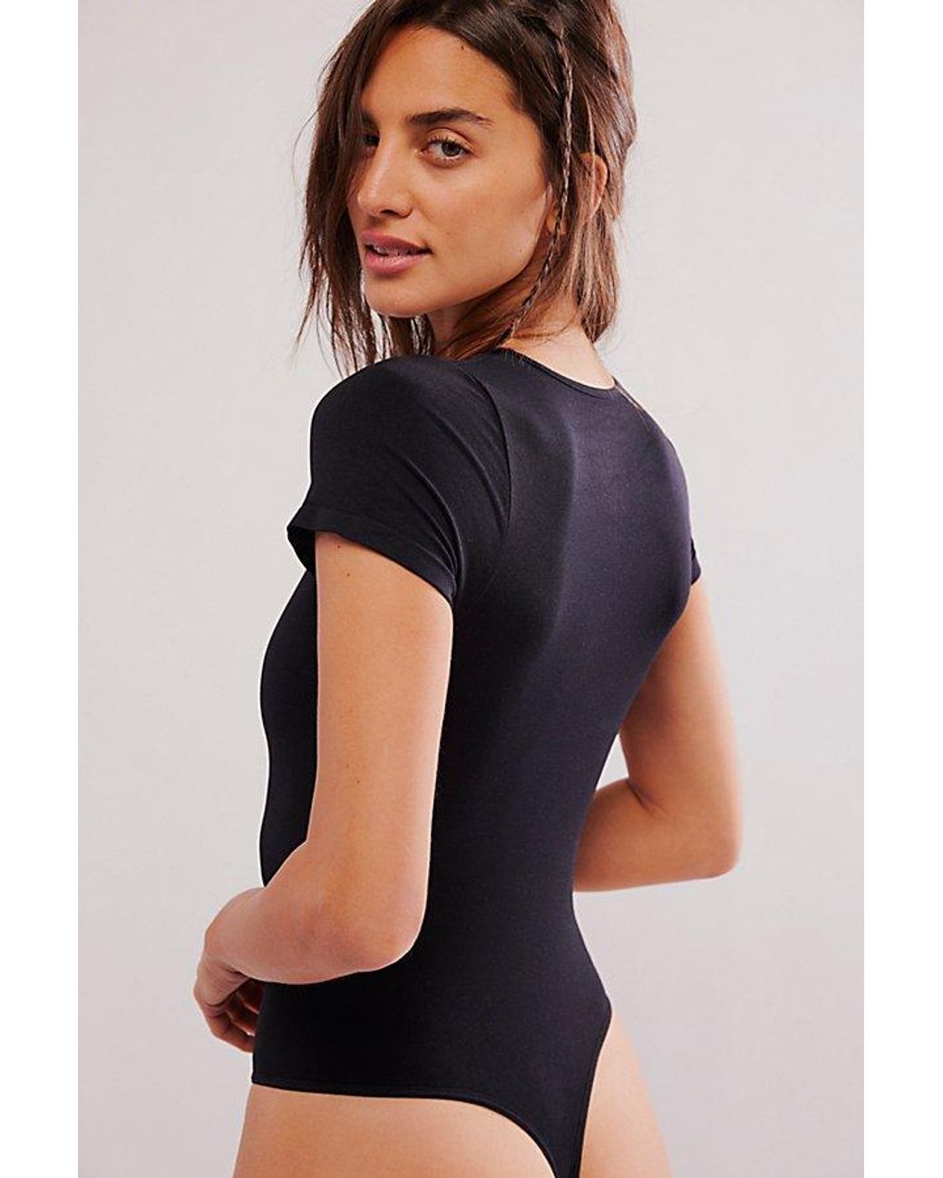 Intimately By Free People Black Clean Lines Tee Bodysuit By