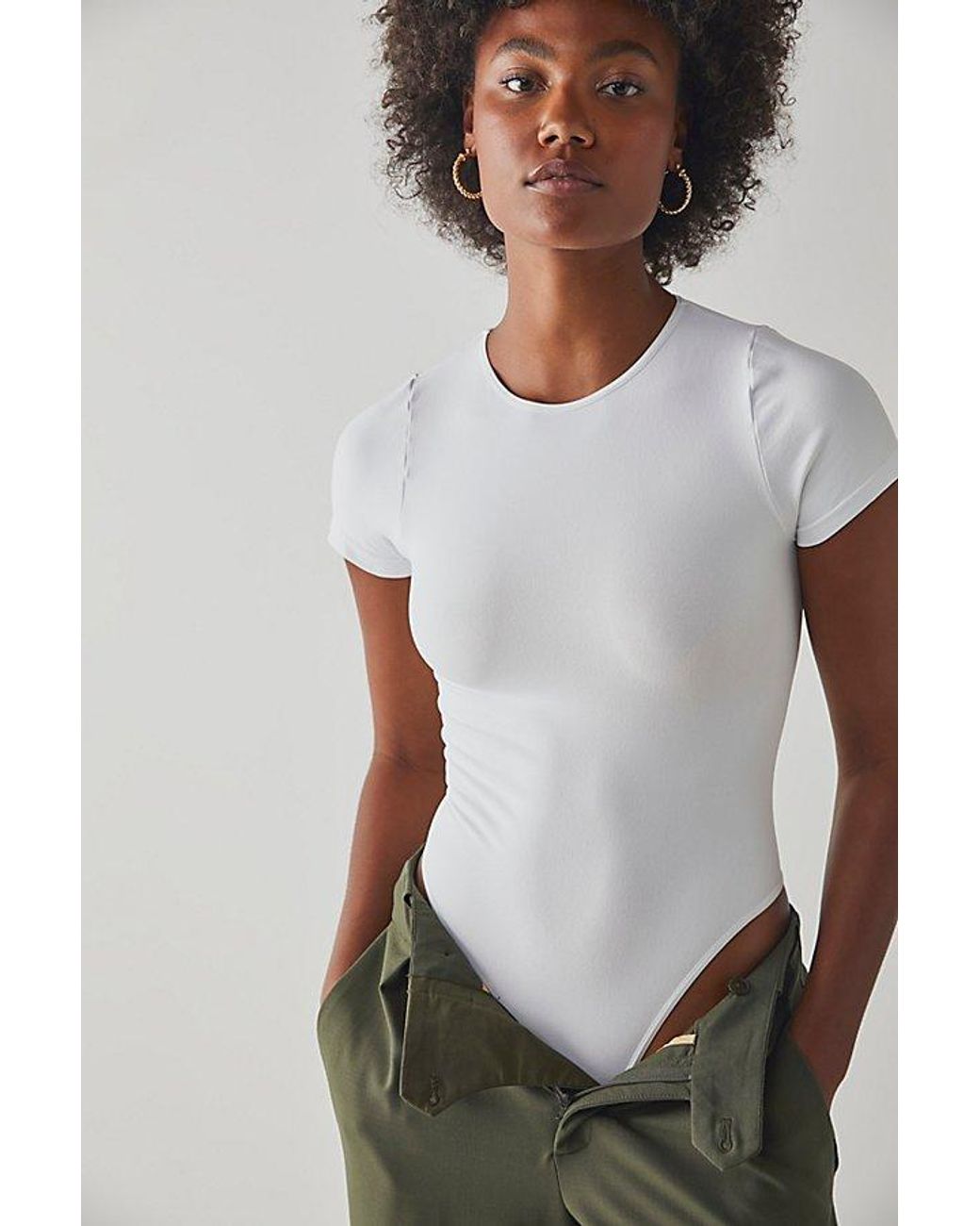 Intimately By Free People White Clean Lines Tee Bodysuit By