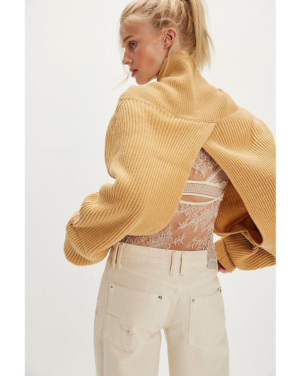 Free People Natural Lena Turtleneck Bolero