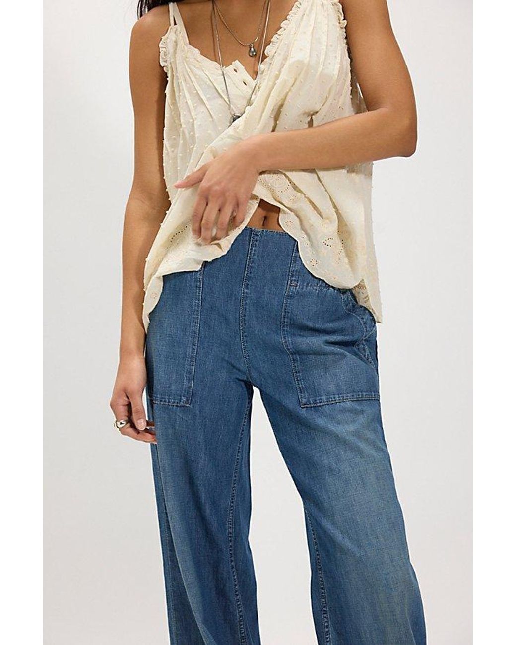 Free People Blue We The Free Breezy Denim Pull-on Jeans