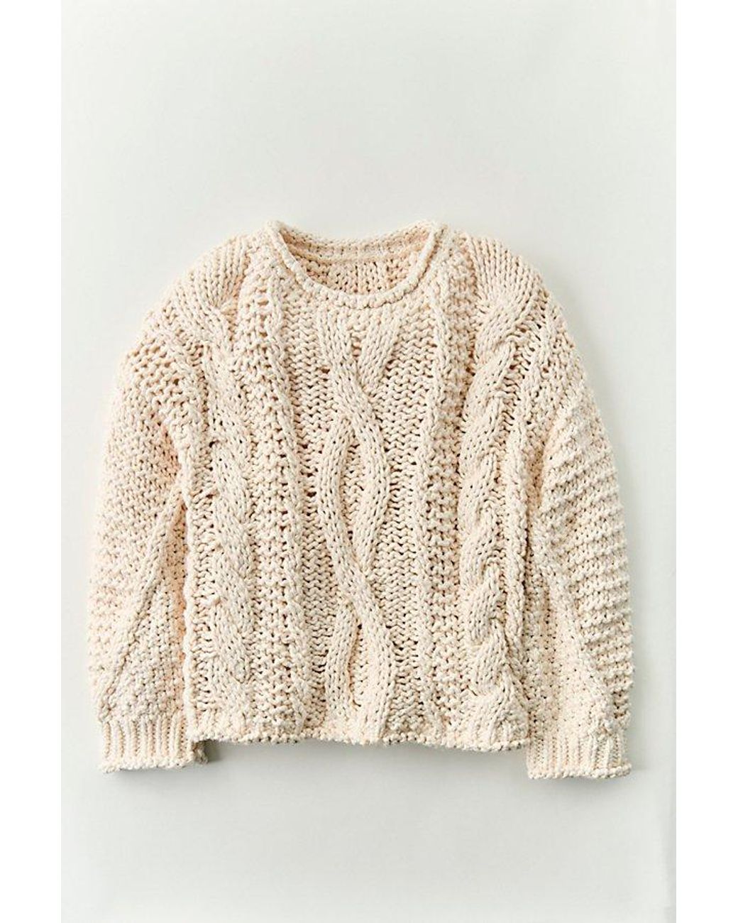 Free People Natural Lola Cable Knit Pullover