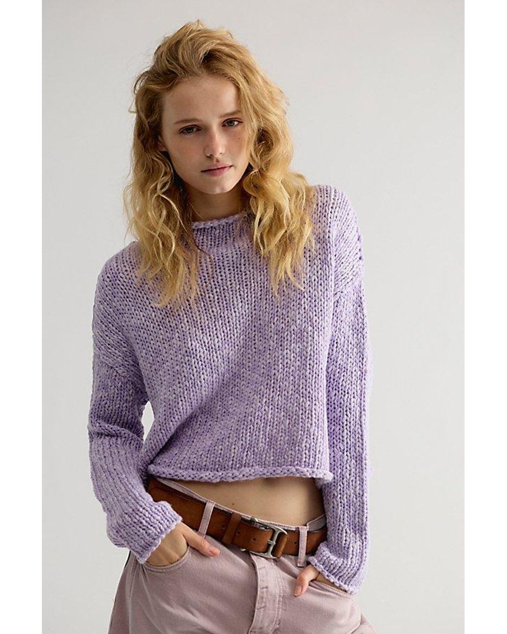 Free People Purple Opal Rollneck Knit Sweater
