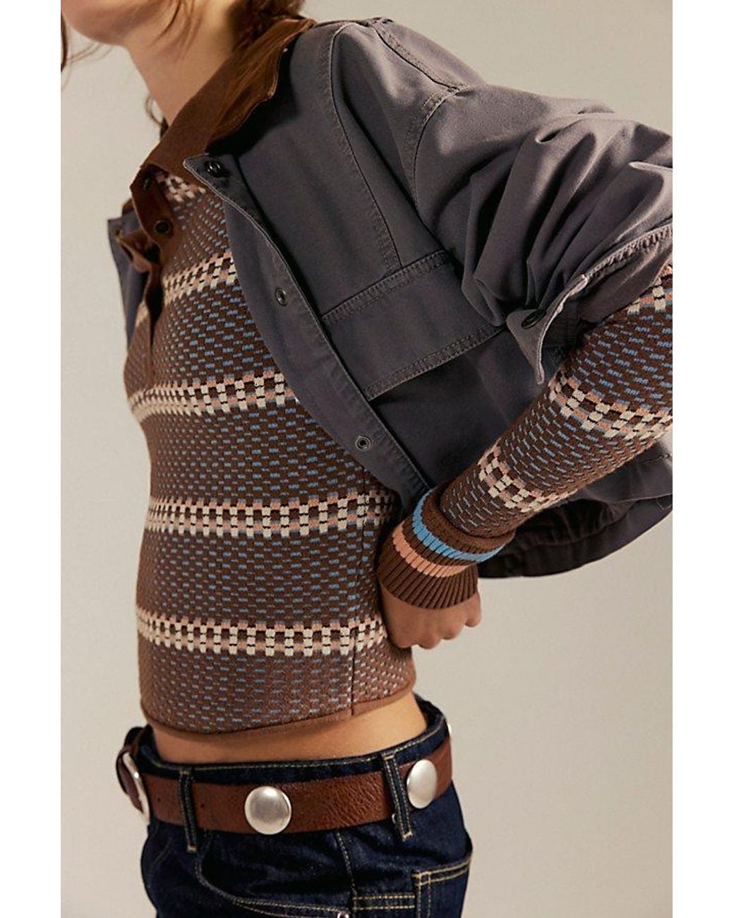 Free People Multicolor Level Up Polo
