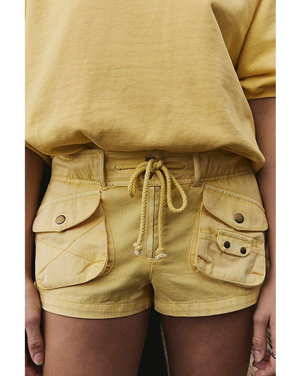 Free People Yellow Waimea Slouchy Shorts