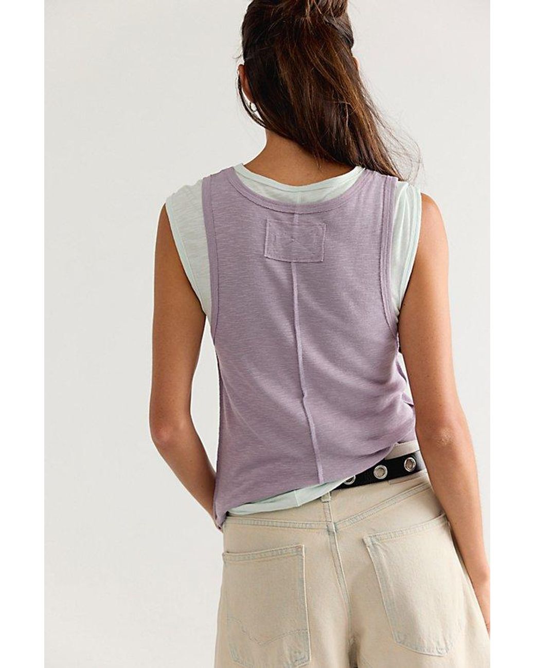 Free People Purple Tinsley Twofer Short-Sleeve Top
