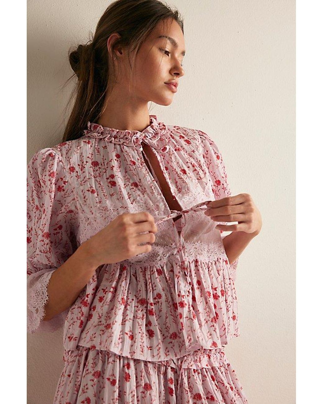 Intimately By Free People Pink Forever Young Printed Bed Jacket By