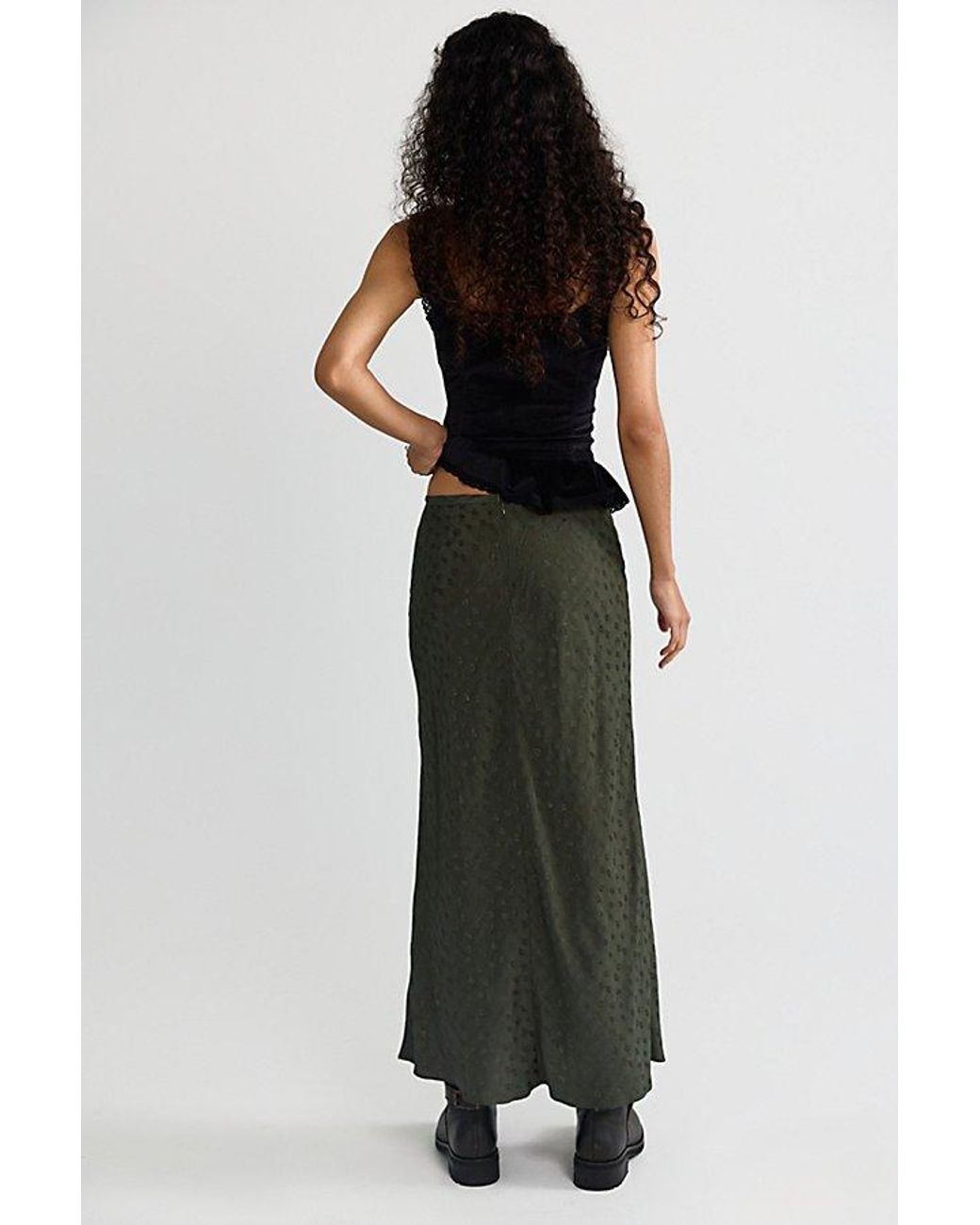 Free People Green Bonita Solid Maxi Skirt