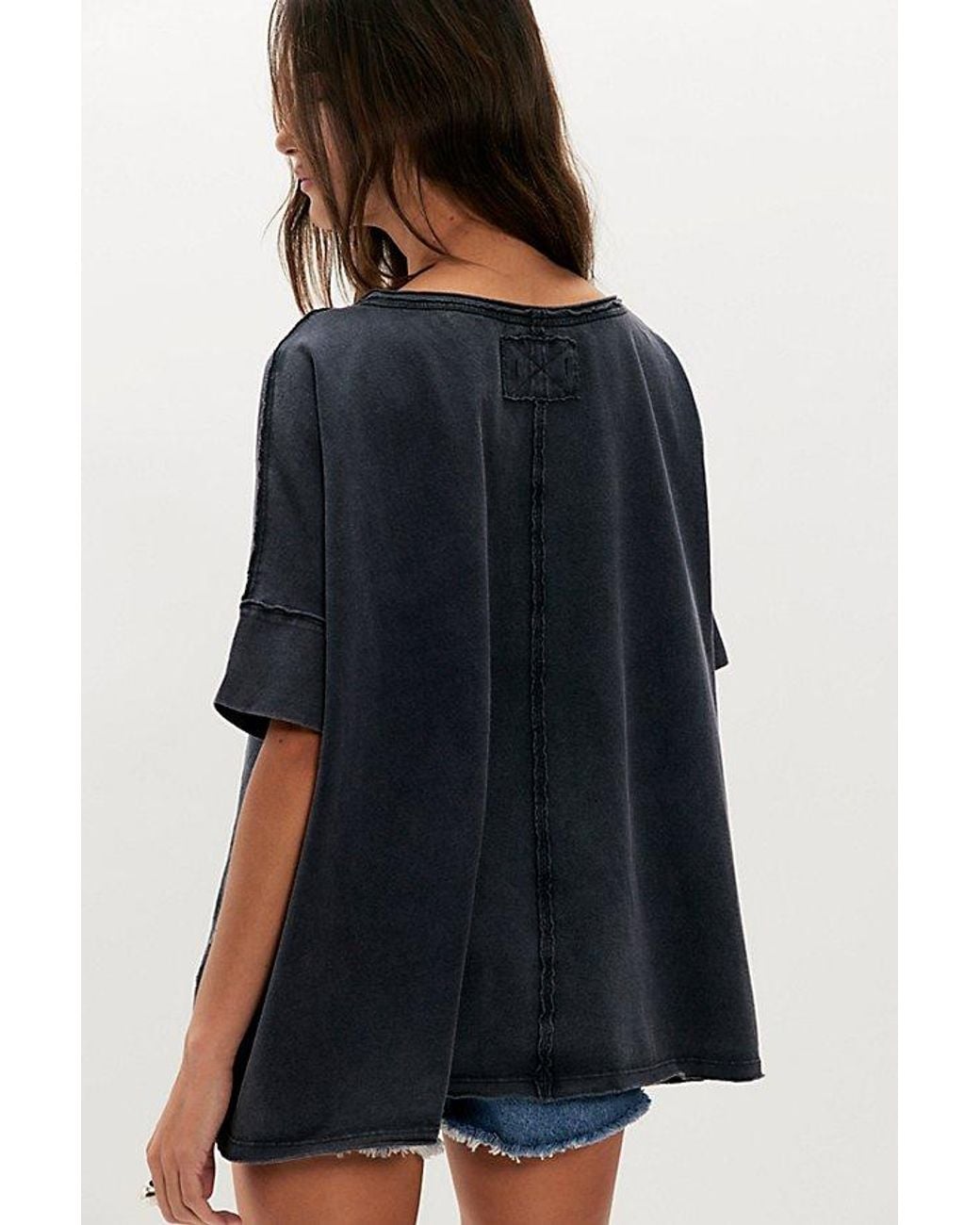 Free People Black Rex Oversized Cotton Tee