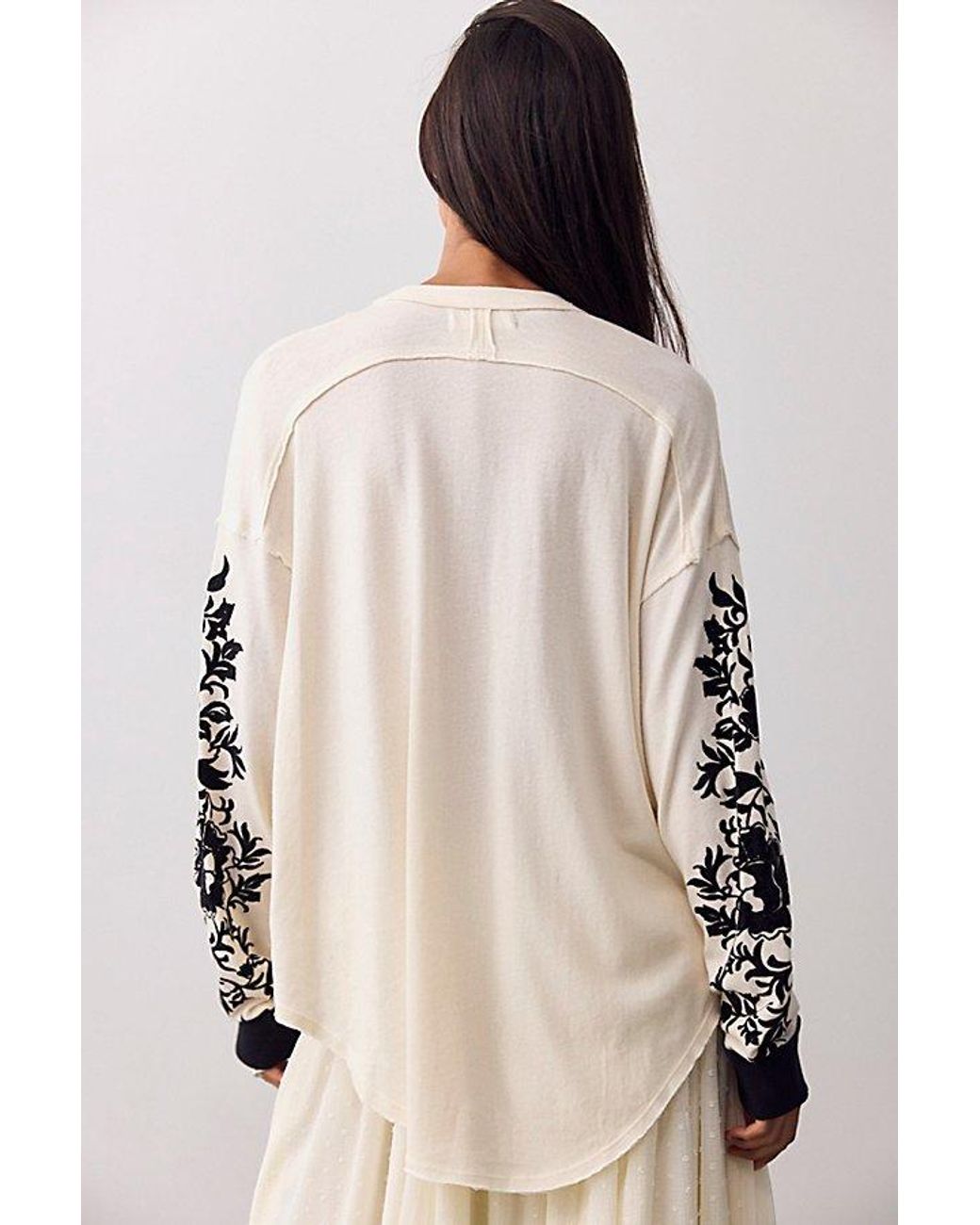 Free People Natural Flora Oversized Long Sleeve Tee