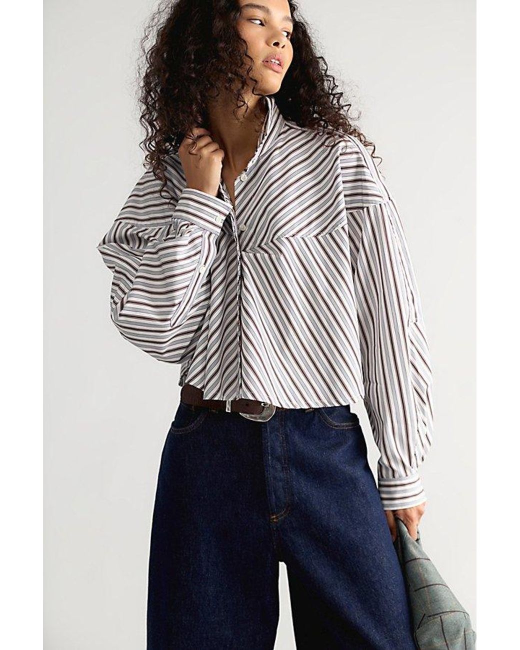 Agolde Black Agnes Striped Button Down Shirt