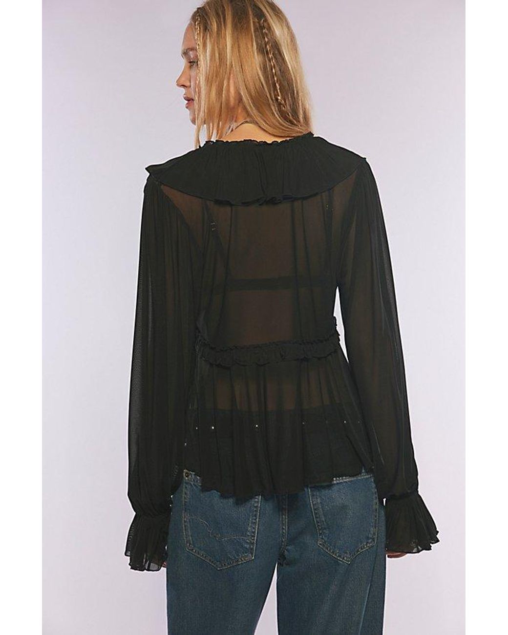 Free People Black Fearless Long Sleeve Top