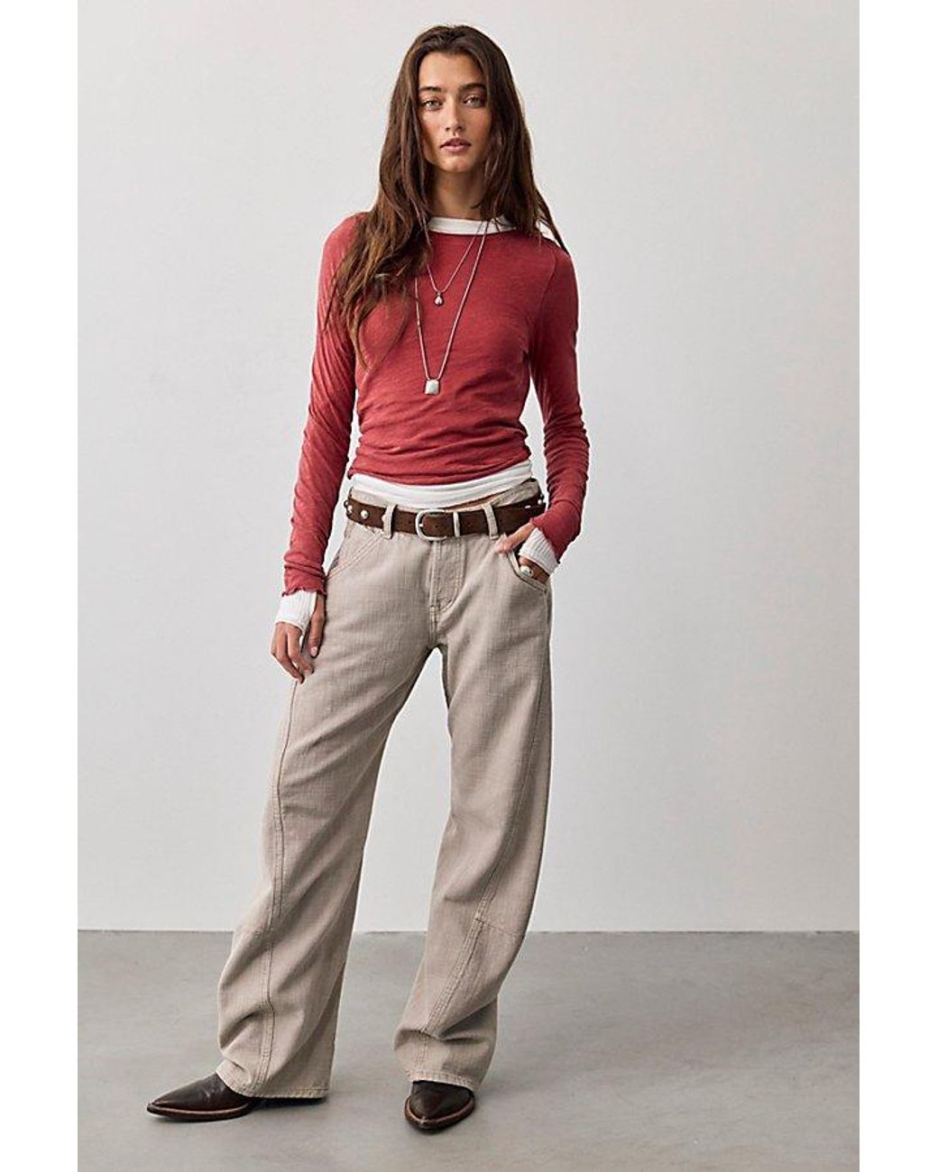 Free People Blue Highland Low-Rise Twisted Bowed Jeans