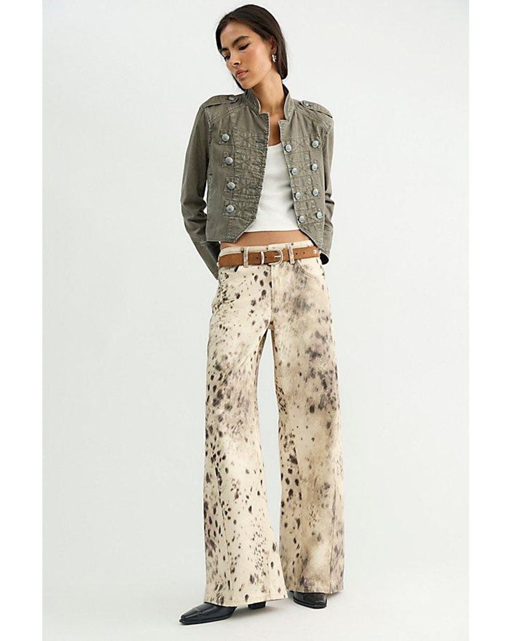 Free People Gray We The Free Alter Ego Wide-Leg Printed Jeans