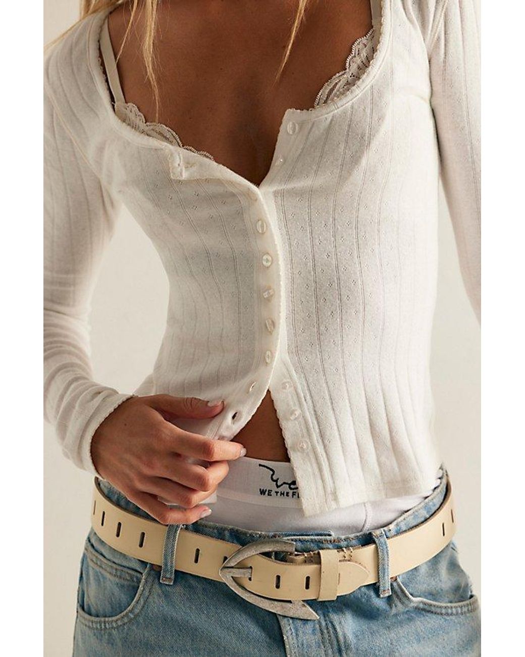 Intimately By Free People Brown End Game Pointelle Long Sleeve By