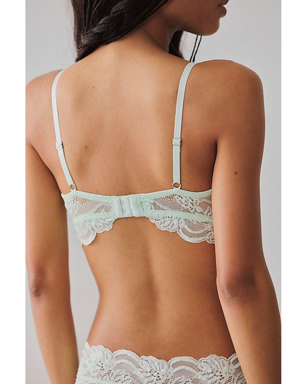 Intimately By Free People Blue Last Dance Sheer Lace Plunge Triangle Bralette By