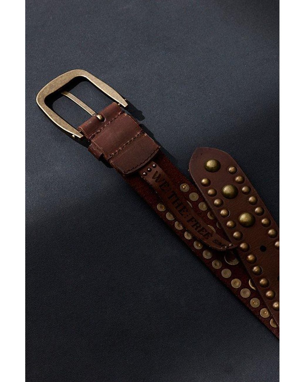 Free People Black Sola Stud Belt At Free People In Cognac, Size: S/m
