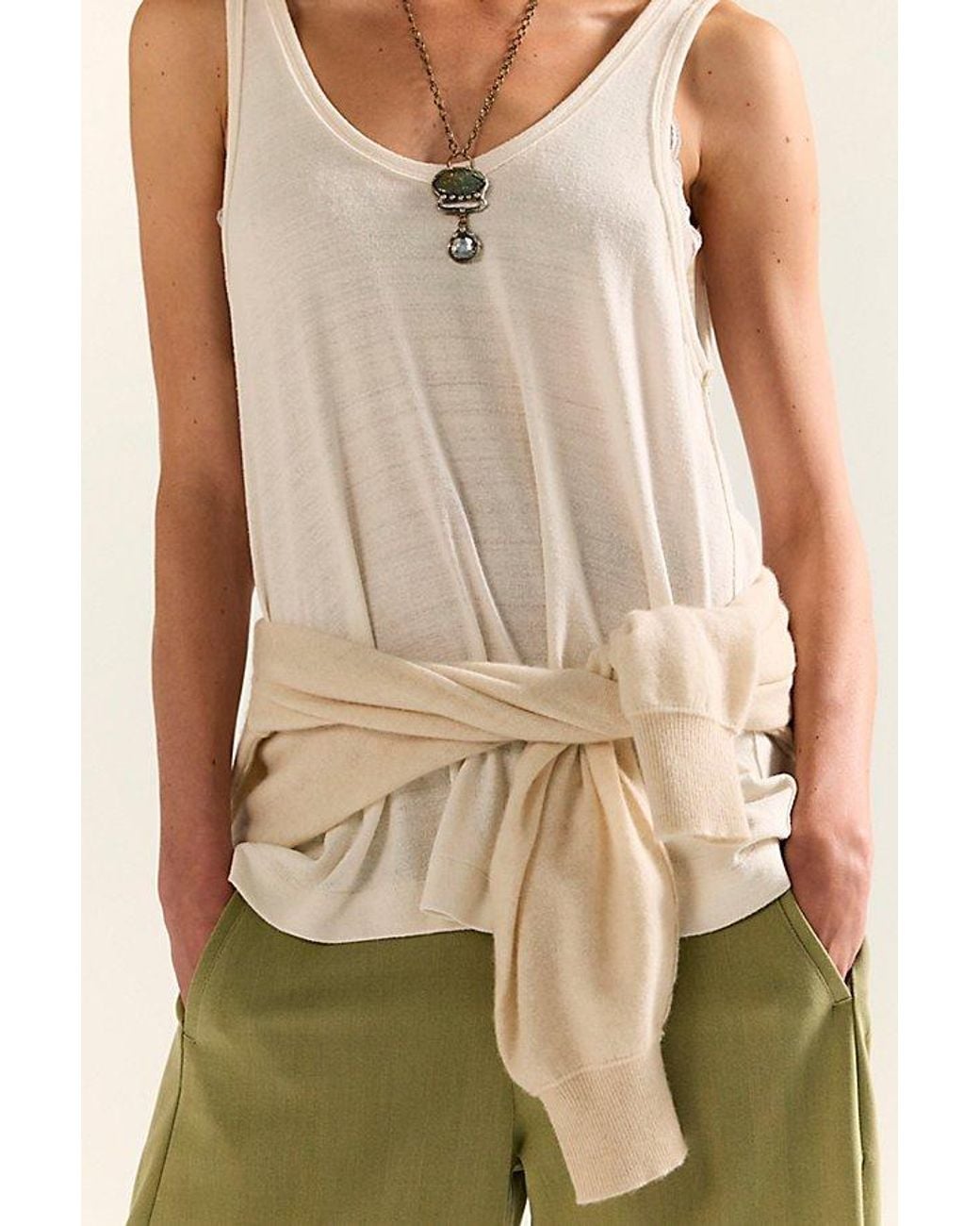 Free People Green Scoop Neck Silk Tank Top