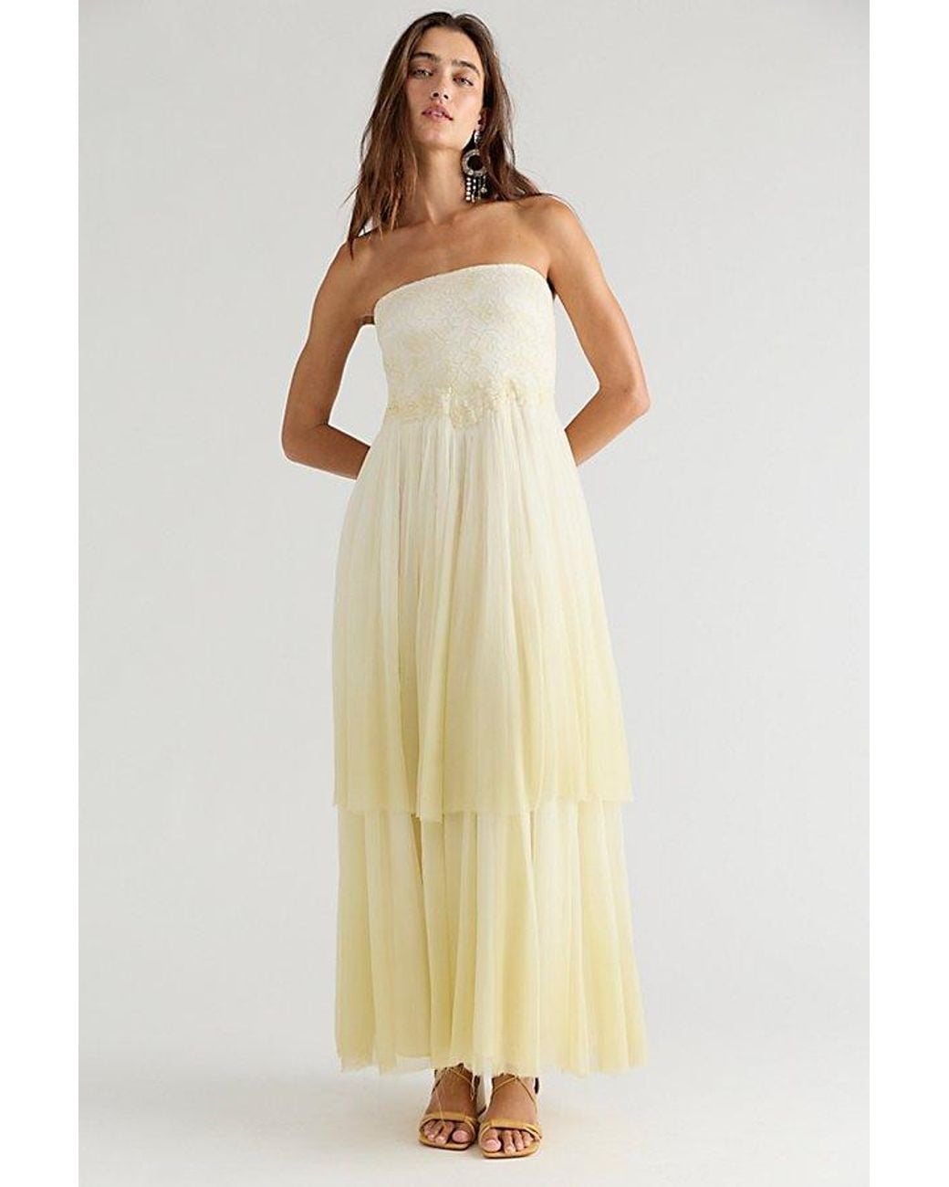 Free People Yellow Nigel Preston Romance Strapless Maxi Dress