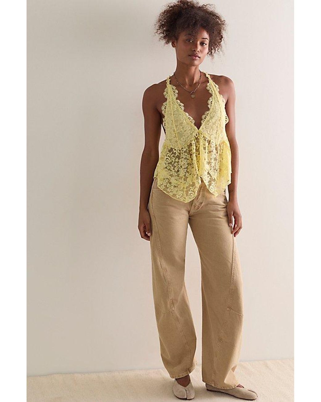 Intimately By Free People Yellow Frill Seeker Lace Cami By