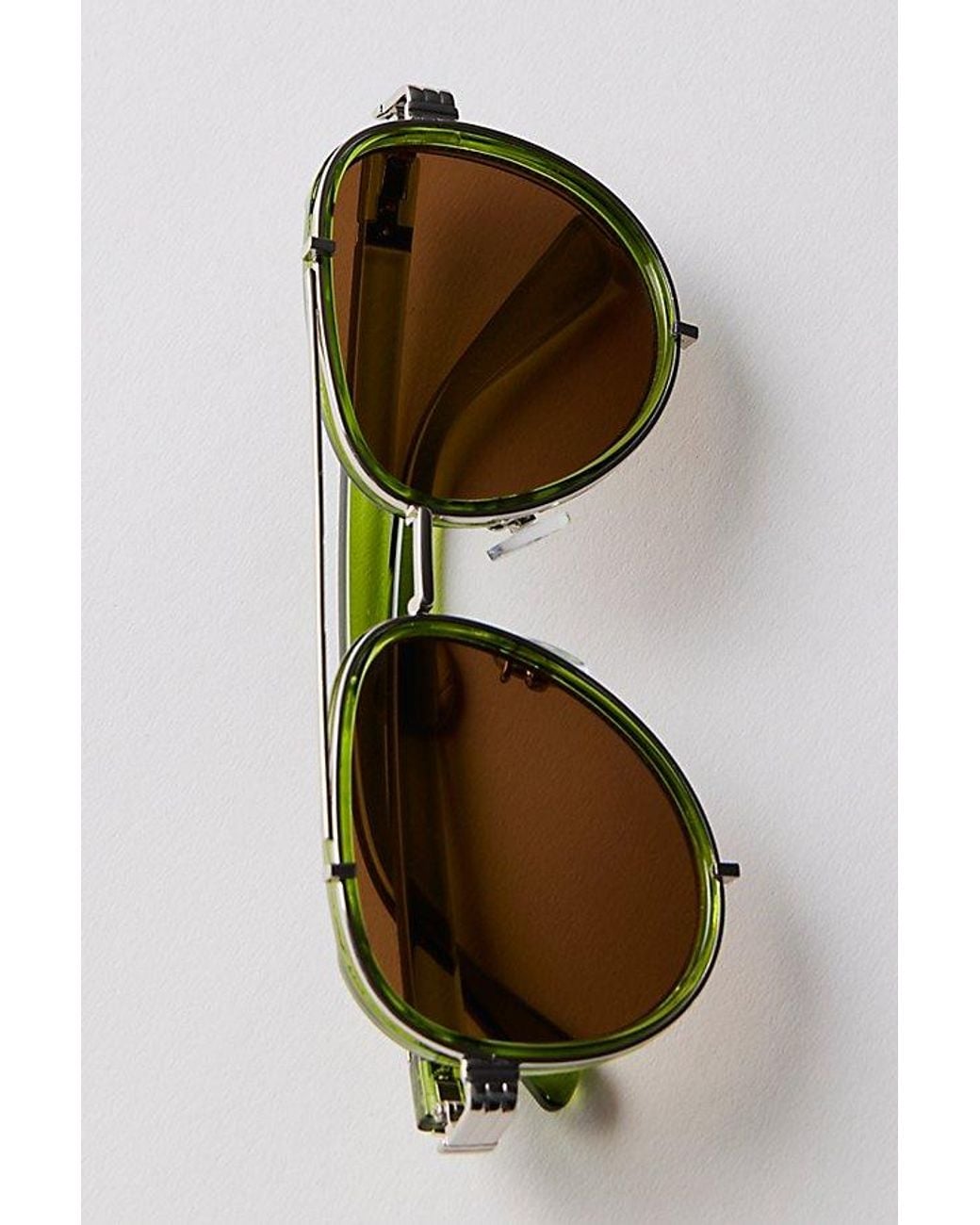 Free People Green Wesley Oversized Aviator Sunglasses