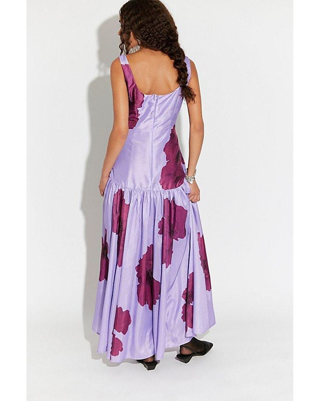 hutch purple dress Hutch Strapless 3d Floral Maxi Dress In Purple - 45% Off