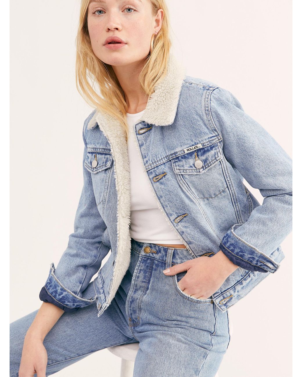 Free People Rolla's Denim Sherpa Jacket 