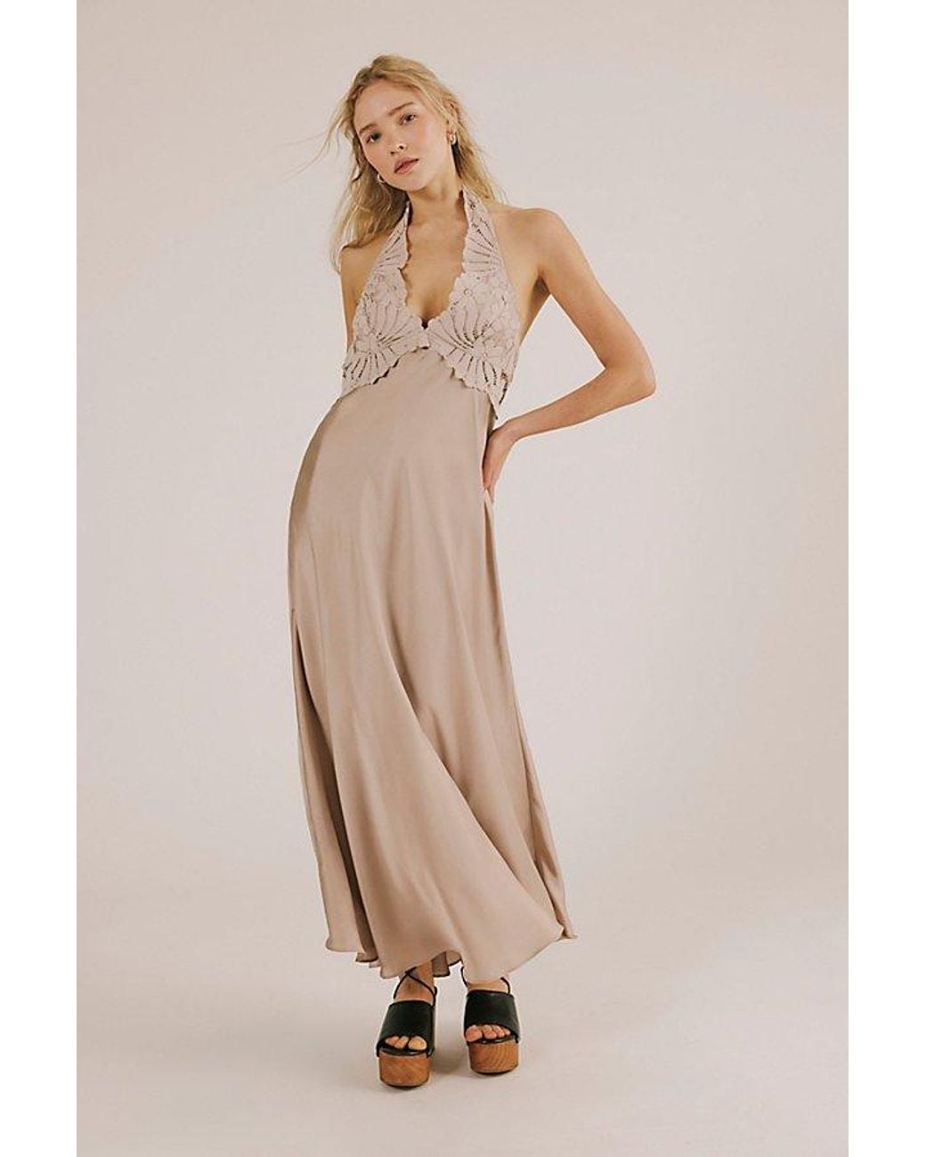 Intimately By Free People Natural Petal Party Midi Slip Dress By
