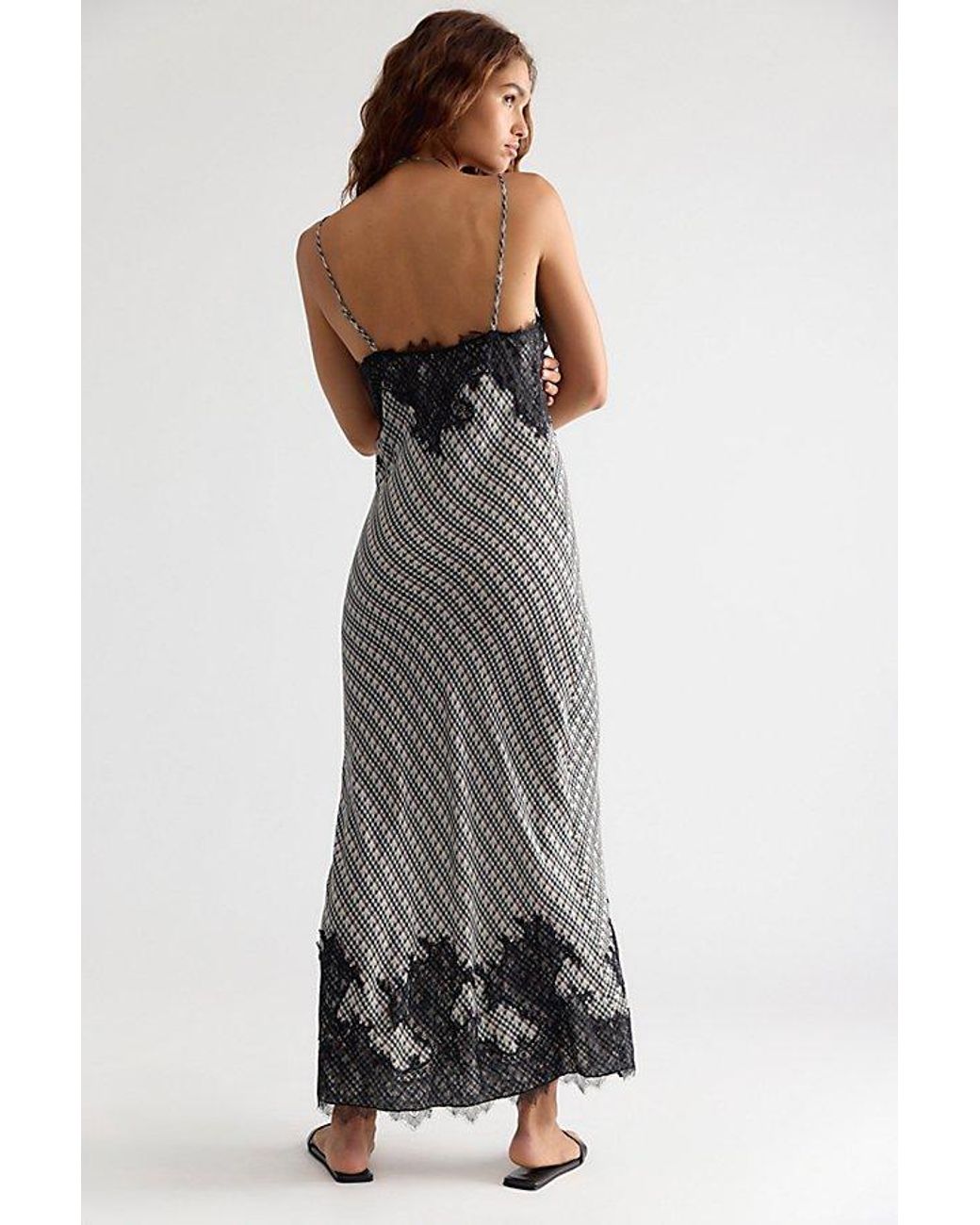 Intimately By Free People Blue Check Me Out Column Slip Dress By