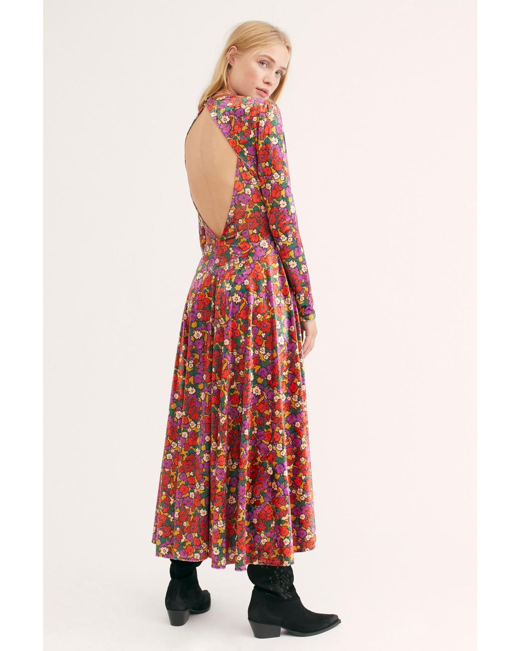 Free People Heartland Crushed Velvet Maxi Dress in Red | Lyst