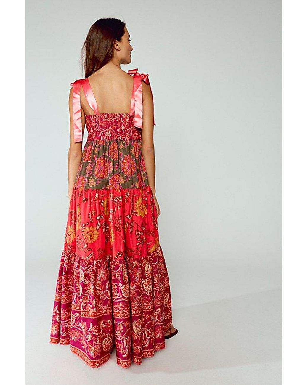 Free People Red Bluebell Maxi At In Magenta Combo, Size: Large