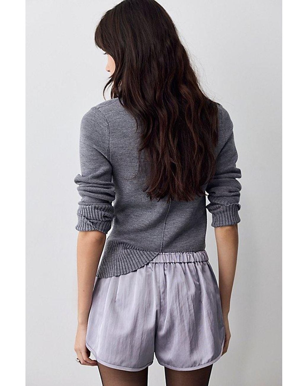 Free People Blue Geneva Satin Pull-On Track Shorts