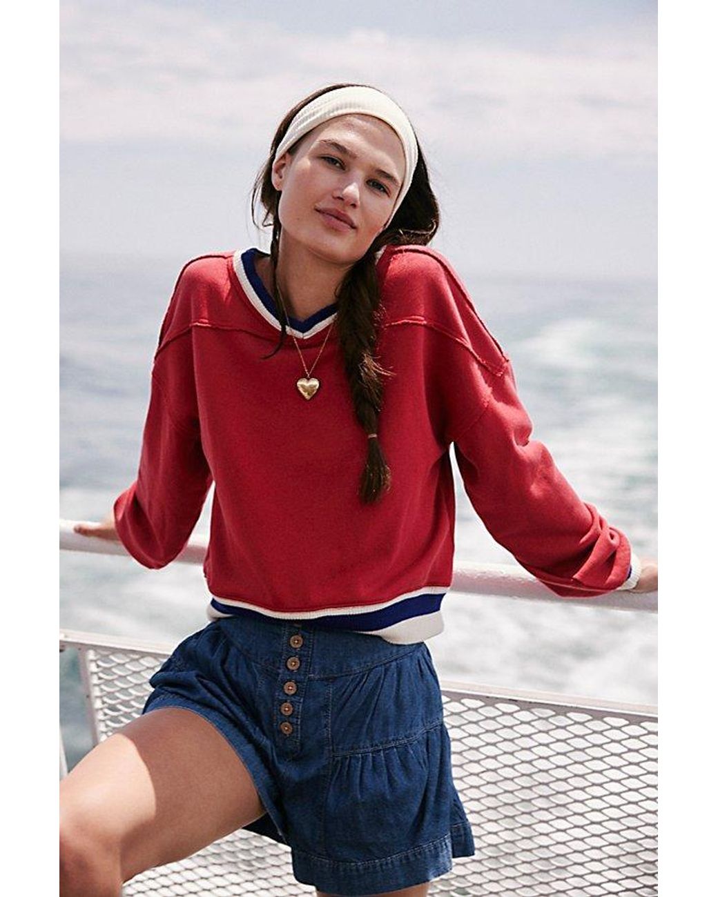 Free People Rio Sweatshirt in Red | Lyst