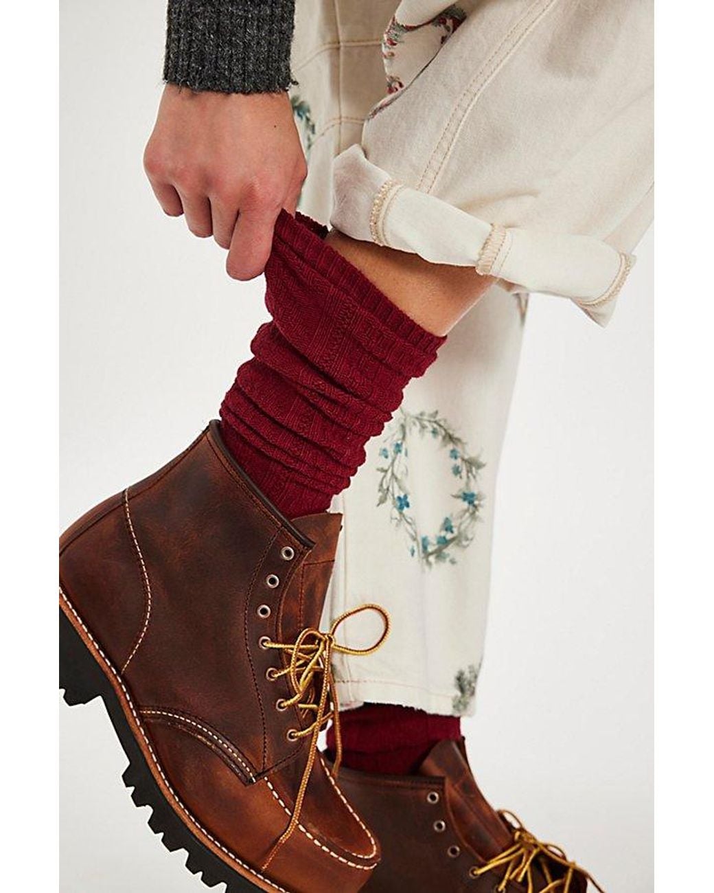 Free People Red Essential Knee High Sock