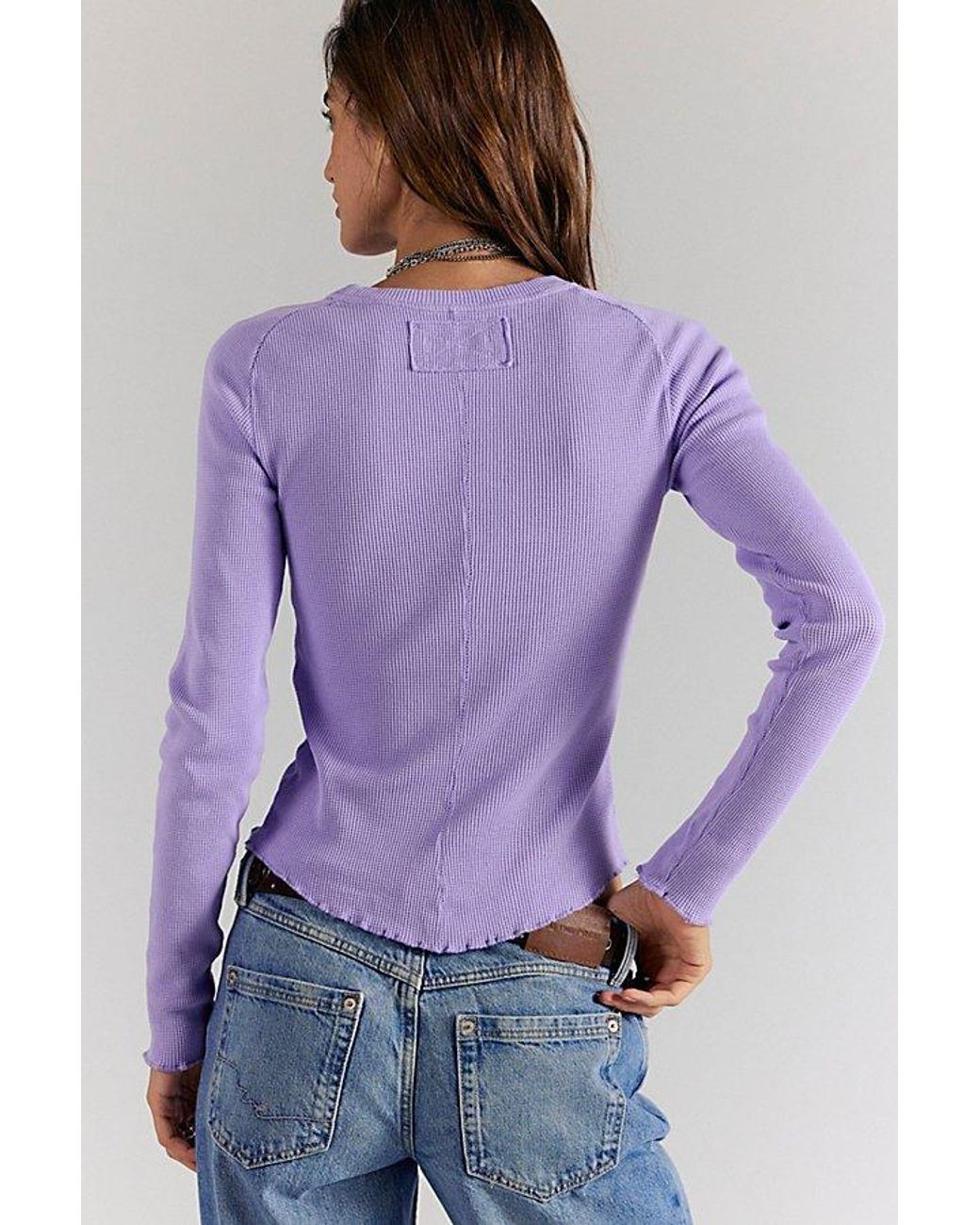 Free People Purple Easy Does It Long Sleeve Tee