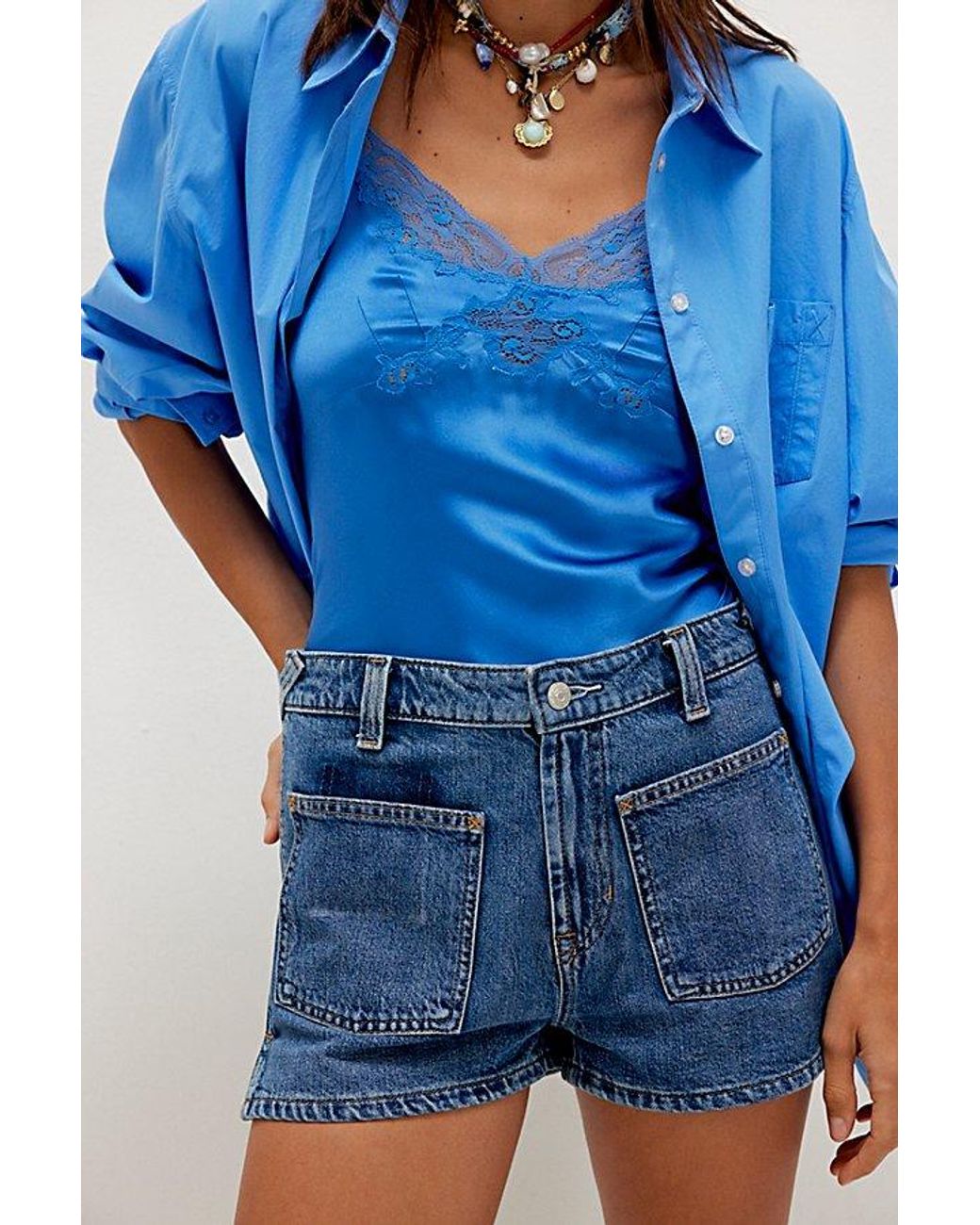 Free People Blue Bettie Sailor Shorts