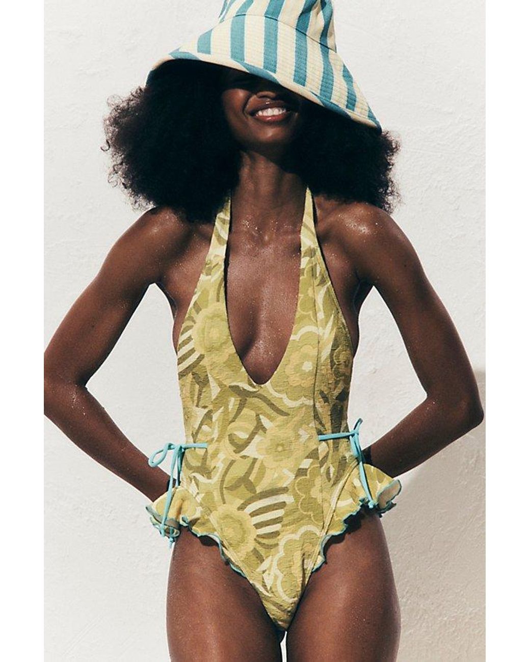 free-est Blue Lyra Printed One-Piece Swimsuit