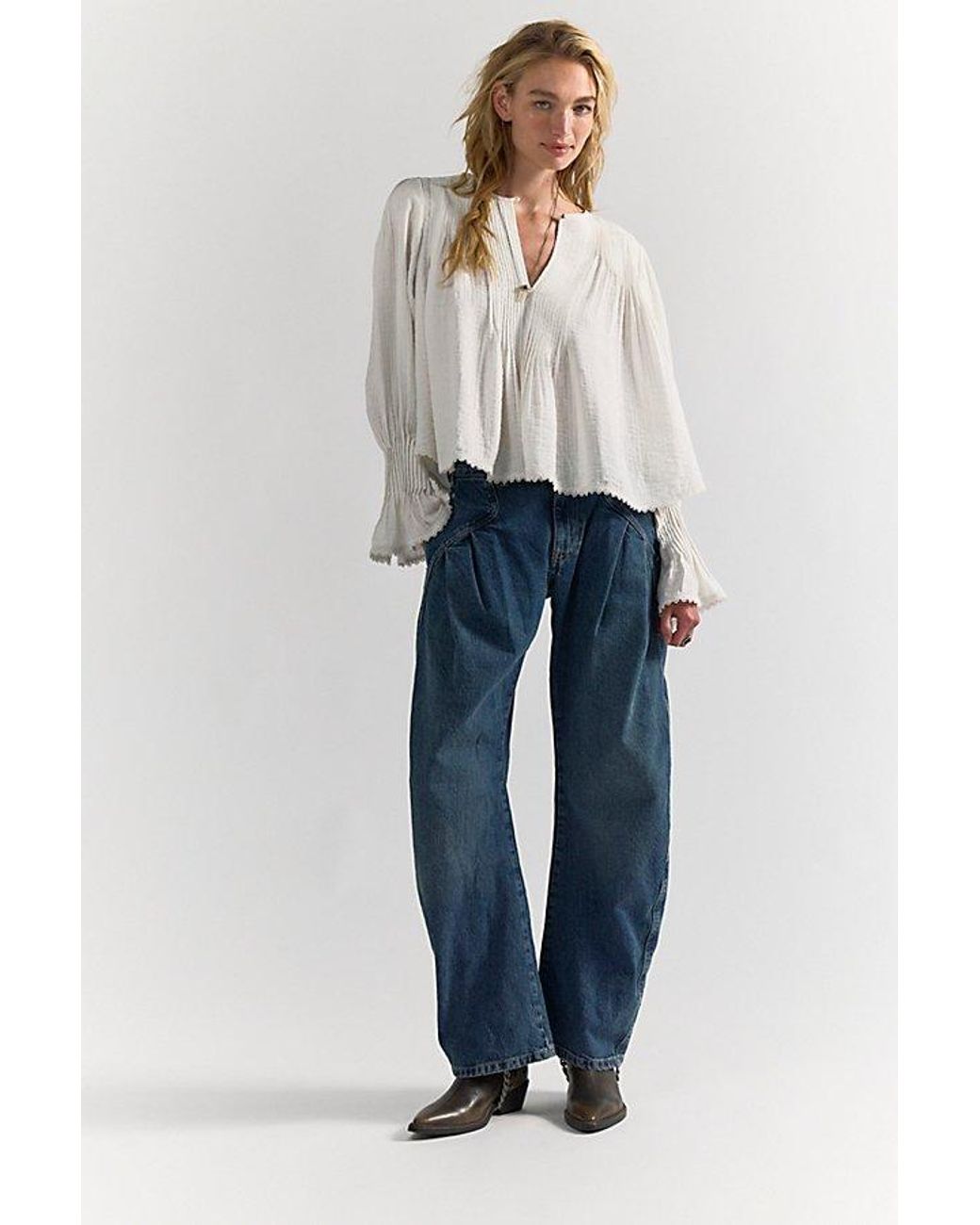 Free People Natural Thousand Pintucks Blouse